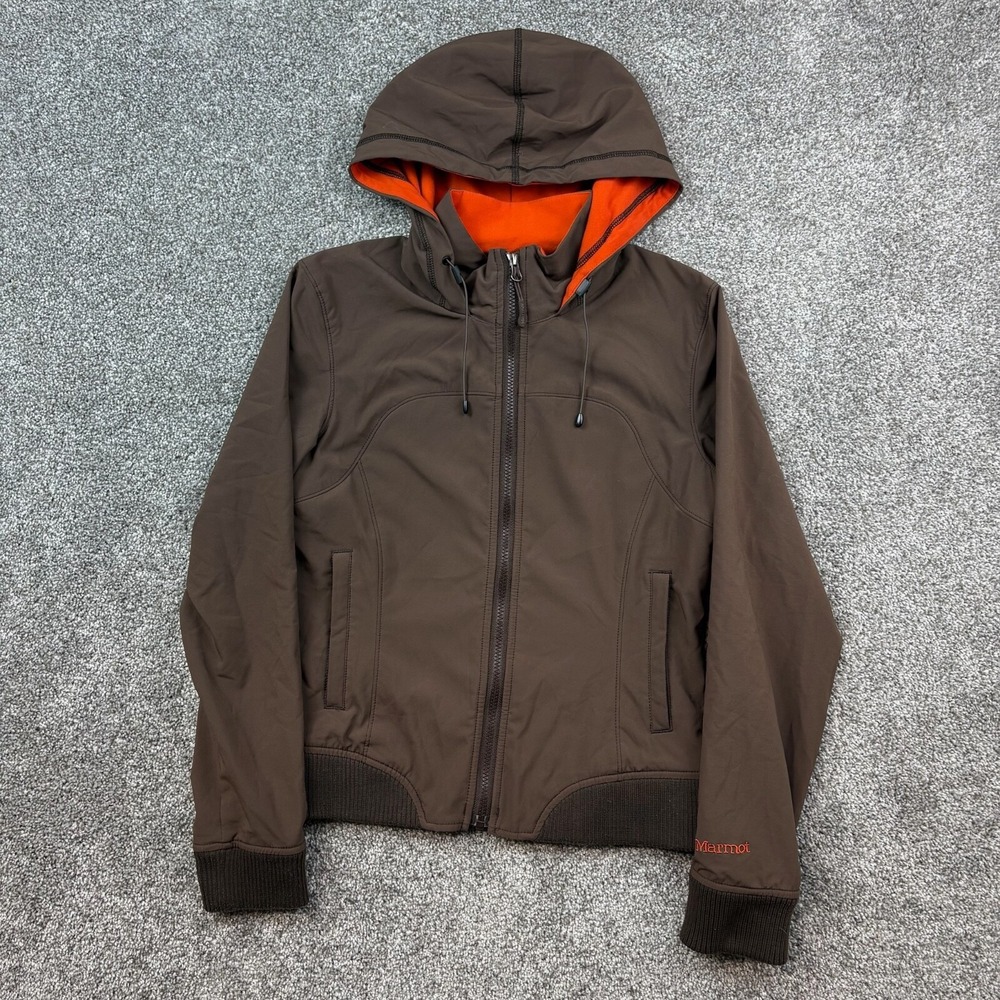 Marmot Soft Shell Jacket Women's Small‎ Brown Lightweight Hooded Windbreaker